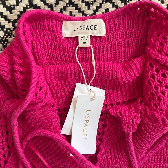 NWT L*Space Kalea Crochet Dress Maxi Cover-up Beach Hot Pink – Small - Picture 7 of 11